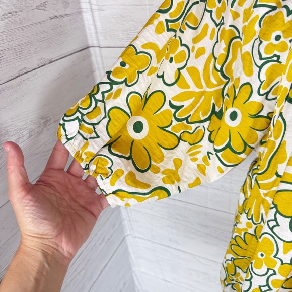 NWT Umgee Small Women yellow floral peasant babydoll blouse cottage coquette - Picture 10 of 10